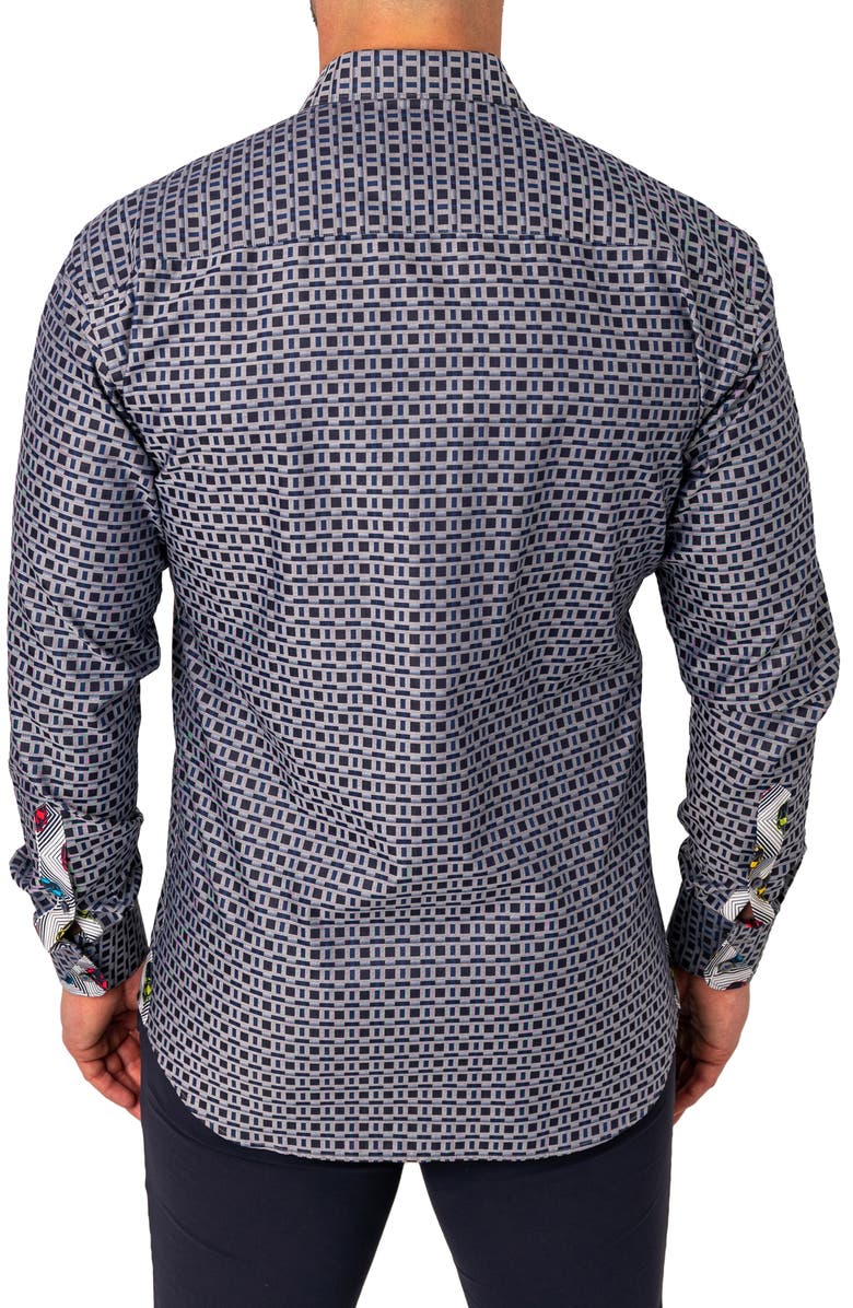 Maceoo Einstein Geo Print Contemporary Fit Button-Up Shirt, Alternate, color, Grey
