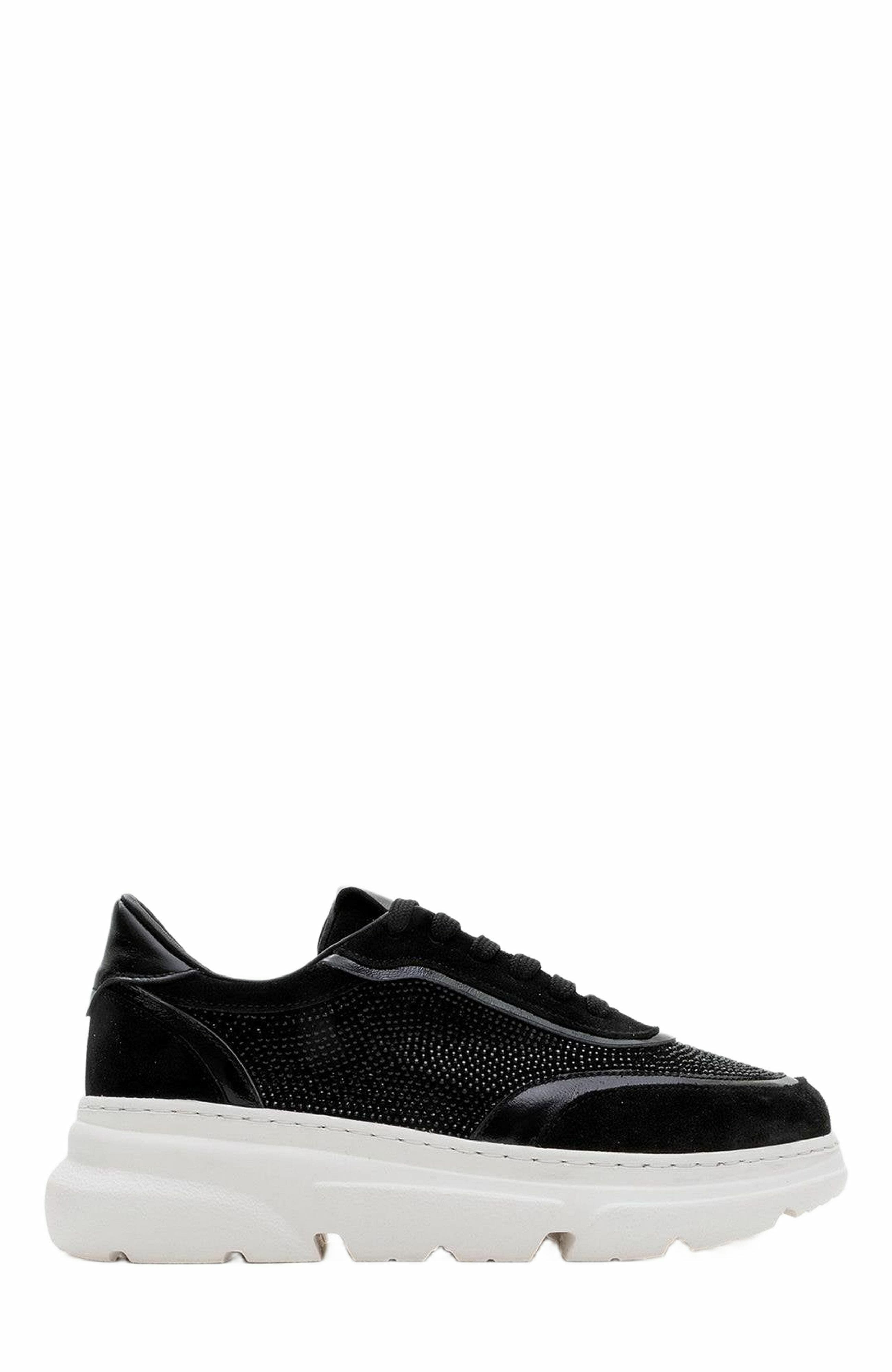 Forever & Always Shoes Polly Rhinestone Suede Leather Platform Sneakers, Alternate, color, 