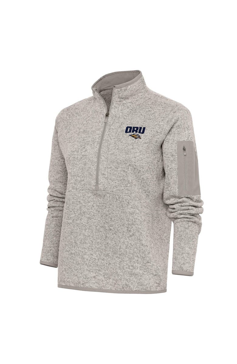 ANTIGUA Women's Antigua  Oatmeal Oral Roberts Golden Eagles Fortune Half-Zip Pullover Jacket, Alternate, color, 