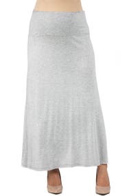 24seven Comfort Apparel Maternity Elastic Waist Maxi Skirt