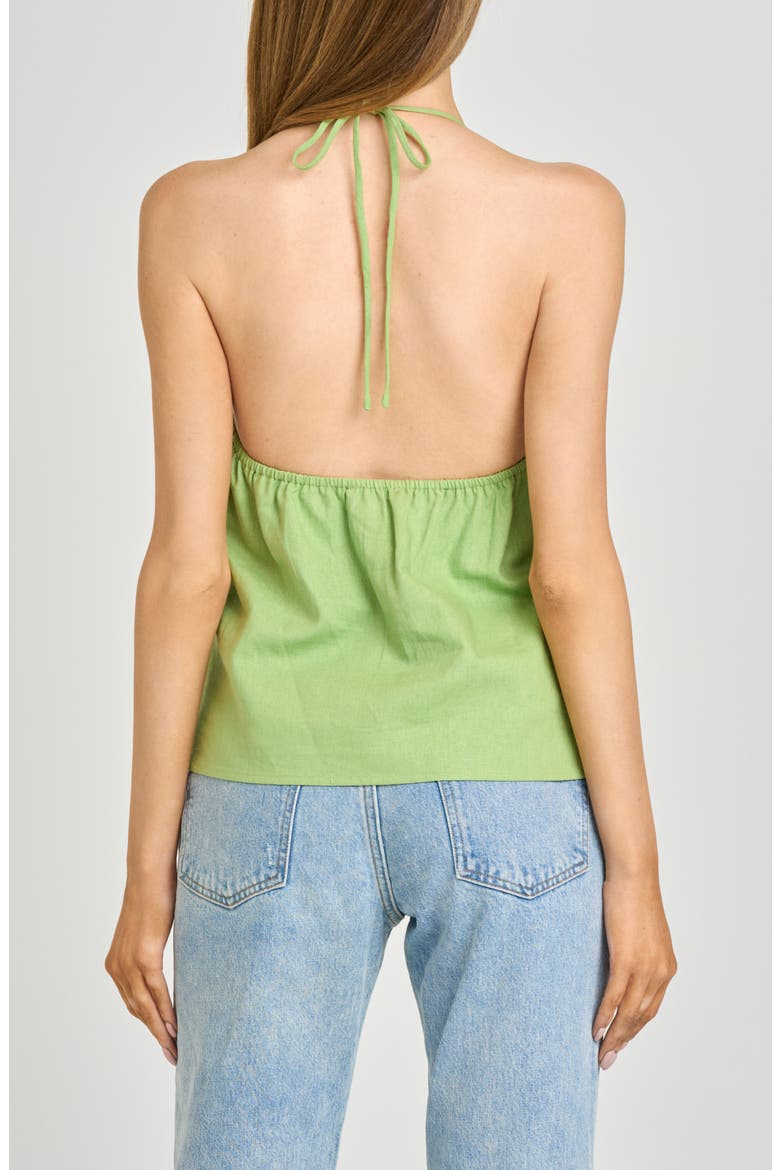 Kaia Linen Blend Halter Top, Alternate, color, PISTACHIO