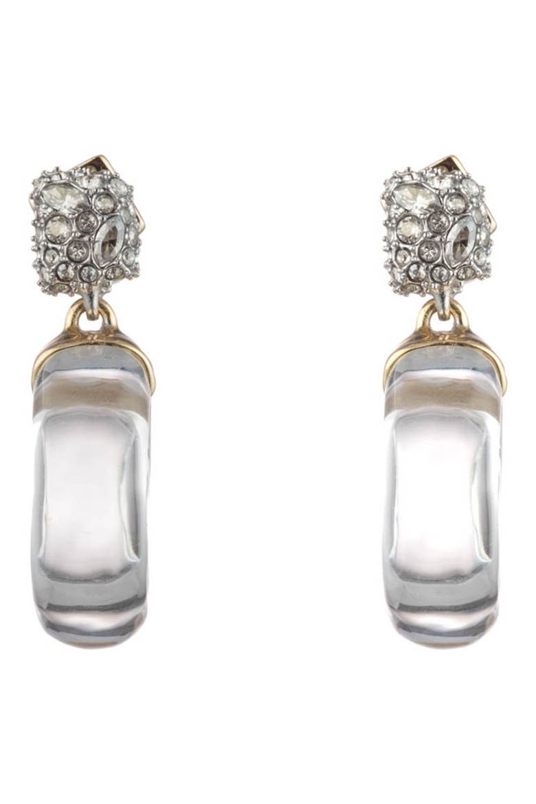 Domed Drop Circle Post Earrings, Alternate, color, CLEAR