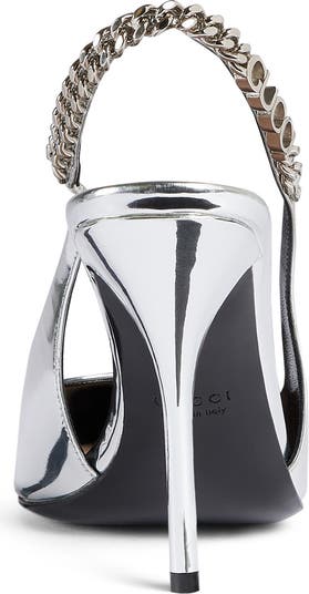 【送料&関税込】Gucci Silver Slingback Signoria Sandal Gucci Signoria Pointed Toe Slingback Pump (Women) | Nordstrom