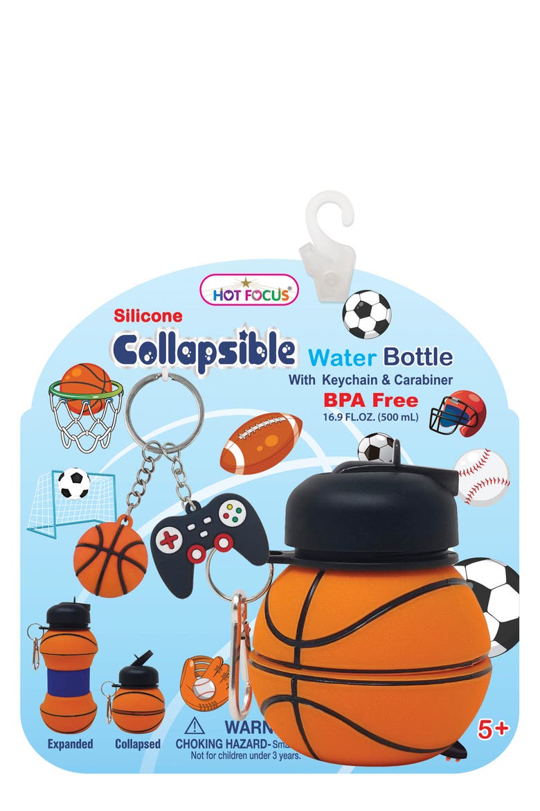 Kids' Collapsible Water Bottle with Carabiner Clip and Keychain, Main, color, MULTI COLOR