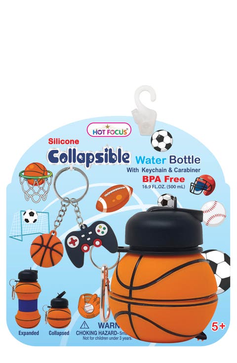 Kids' Collapsible Water Bottle with Carabiner Clip and Keychain