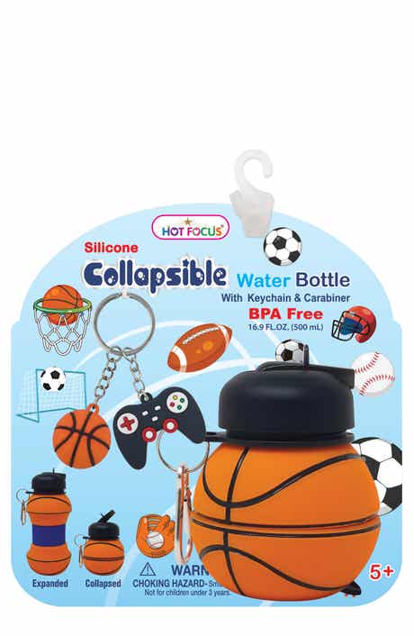 HOT FOCUS Kids' Collapsible Water Bottle with Carabiner Clip and Keychain