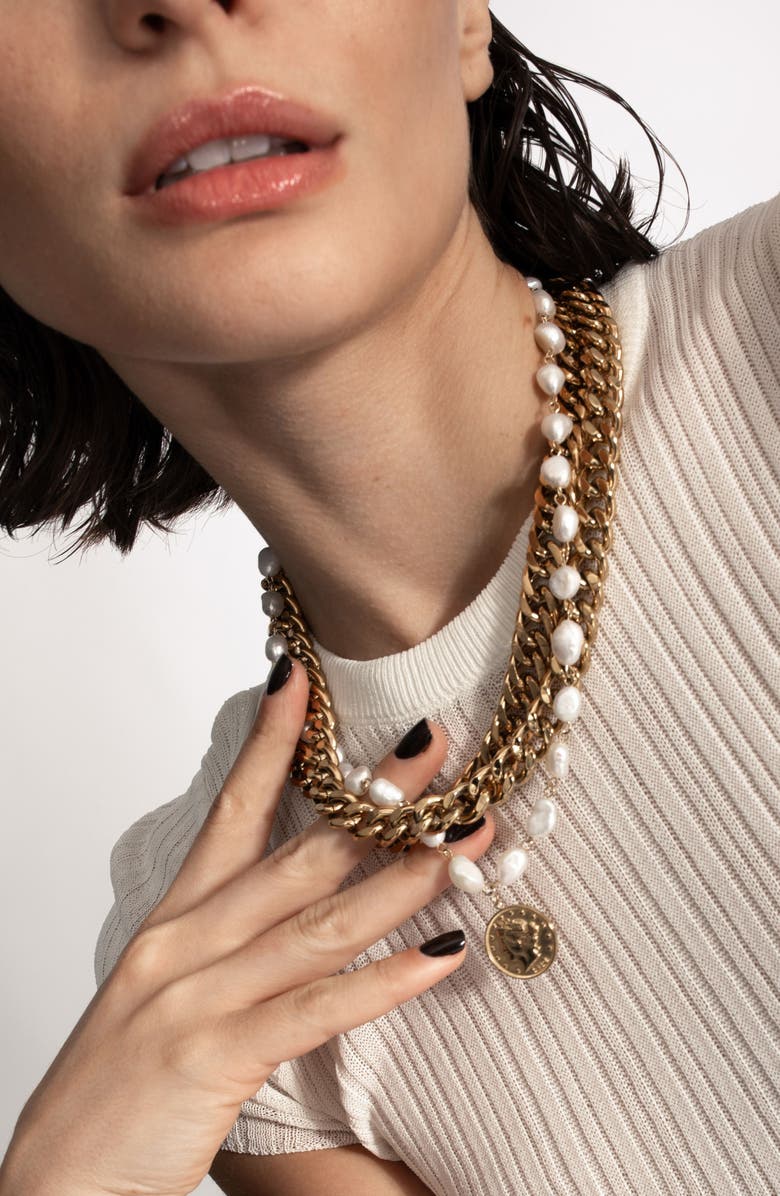 st. Moran Aragon Freshwater Pearl Necklace, Alternate, color, White