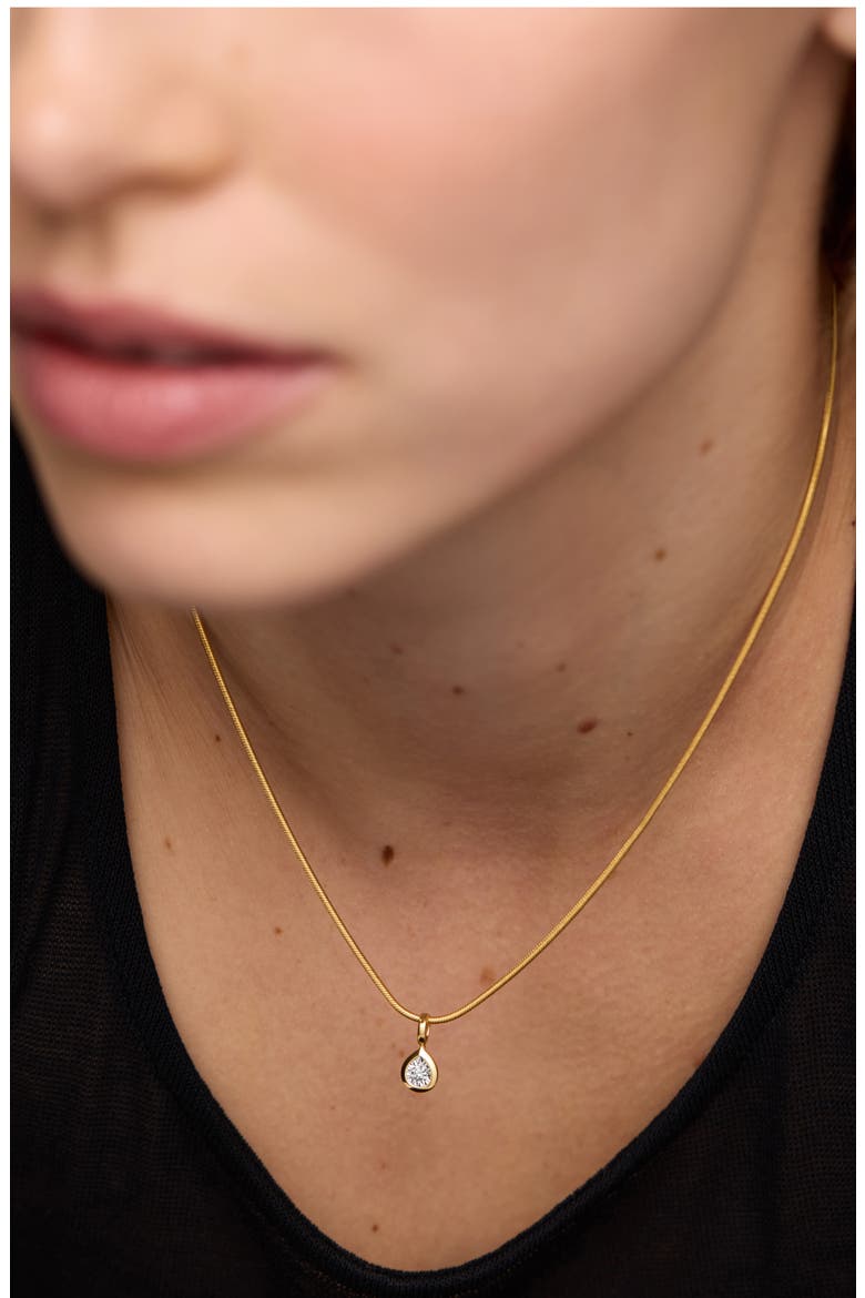 Pear-Shaped Lab Grown Diamond Pendant Snake Chain Necklace, Alternate, color, 18CT GOLD VERMEIL/LAB DIA