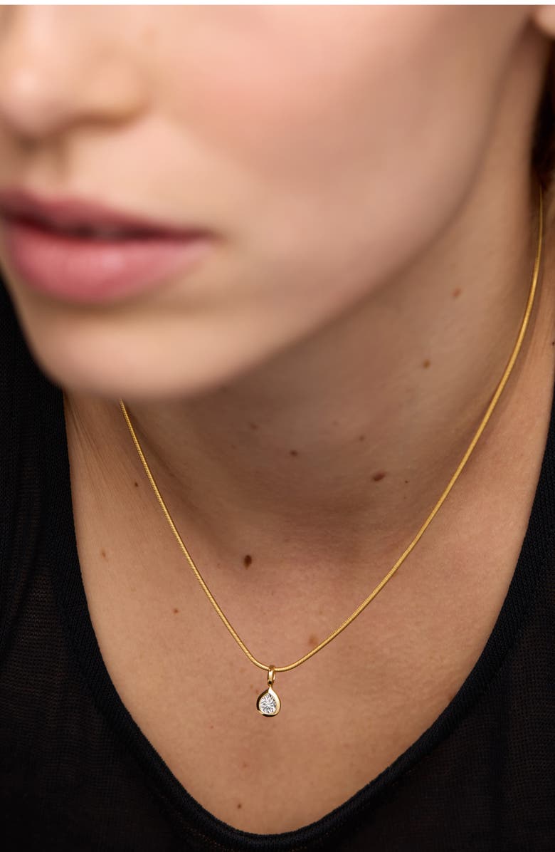 Monica Vinader Pear-Shaped Lab Grown Diamond Pendant Snake Chain Necklace, Alternate, color, 18Ct Gold Vermeil/ Lab Dia