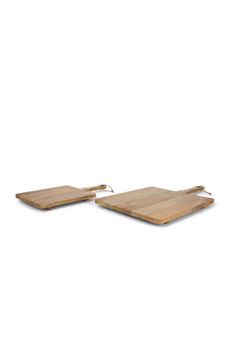 Khana Natural Solid Wood Square Serving Boards, Main, color, Brown
