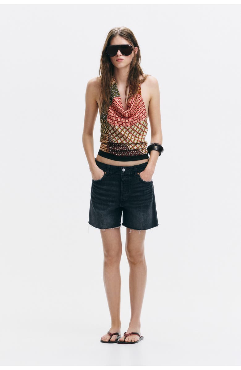H&M Raw-edge Denim Shorts, Alternate, color, Washed Black