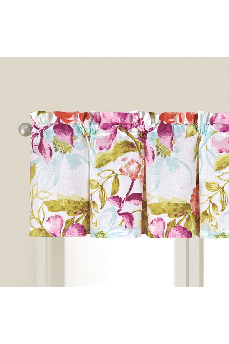Clara Floral 100% Cotton Single Window Treatment Valance 15" x 72", Alternate, color, Green