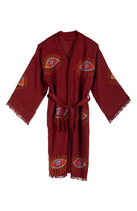 Aria Evil Eye Handmade Cotton Robe Cover-Up