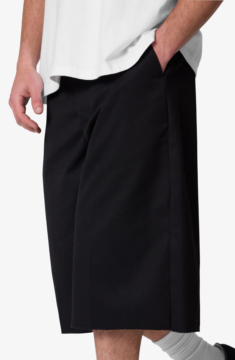 mnml Pleated Baggy Cotton Blend Shorts, Alternate, color, Black