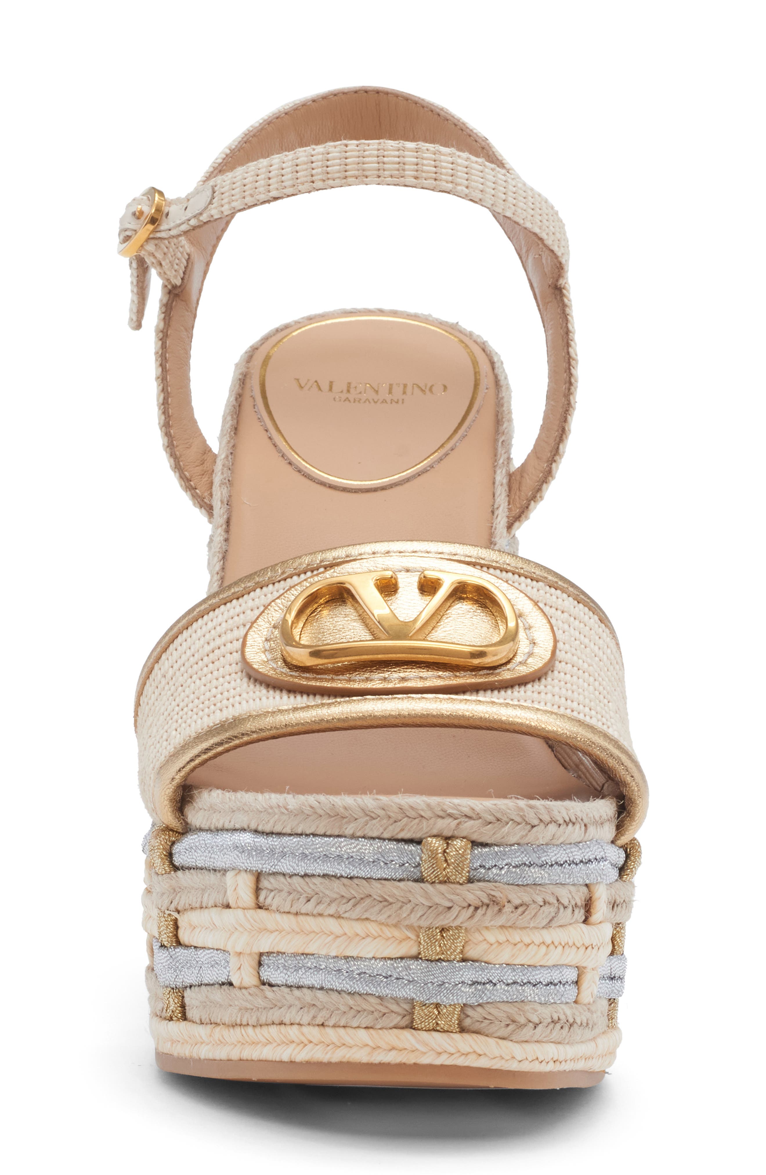 Valentino Garavani VLOGO Espadrille Wedge Sandal, Alternate, color, Natural