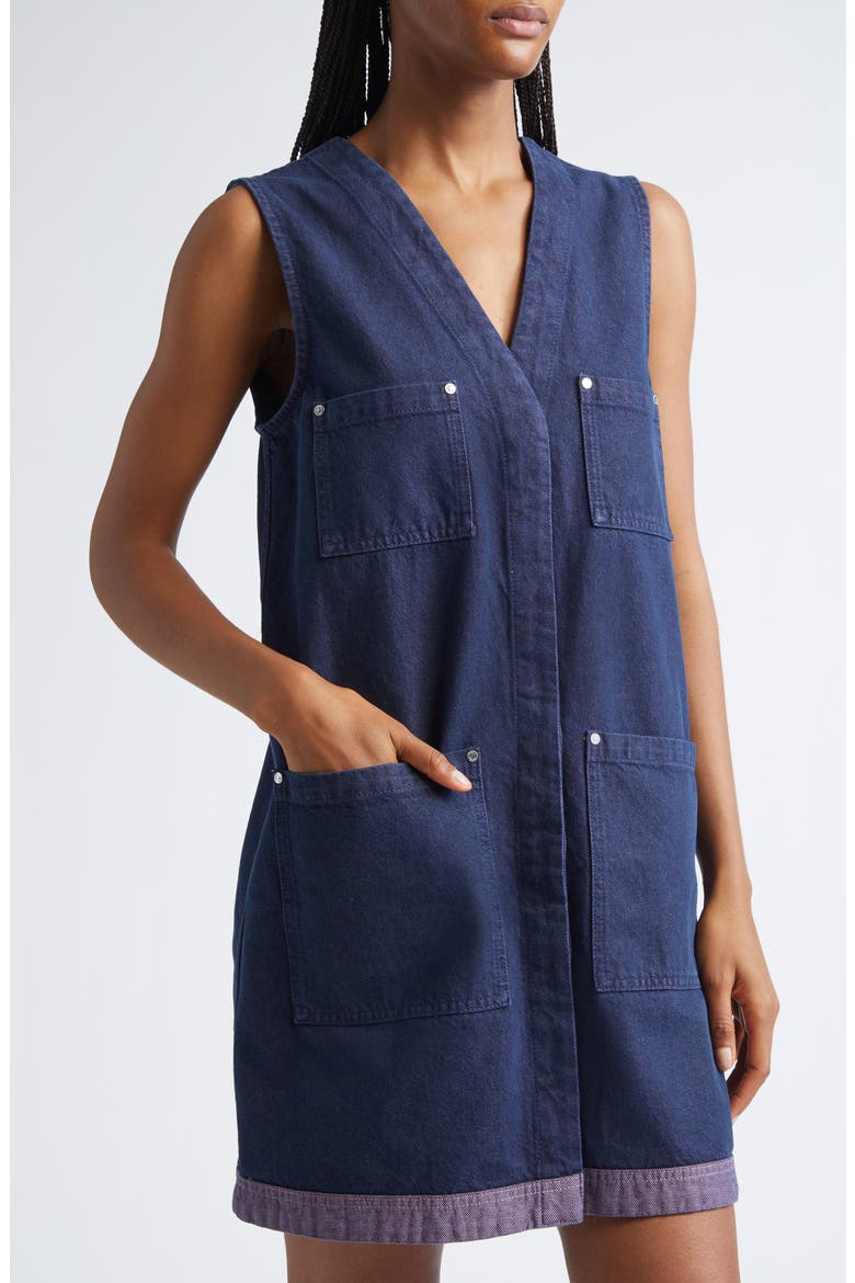 Contrast Hem Denim Dress, Alternate, color, DUSKY / DRIED ROSE