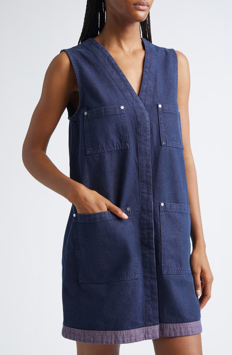 Stine Goya Contrast Hem Denim Dress, Alternate, color, Dusky / Dried Rose