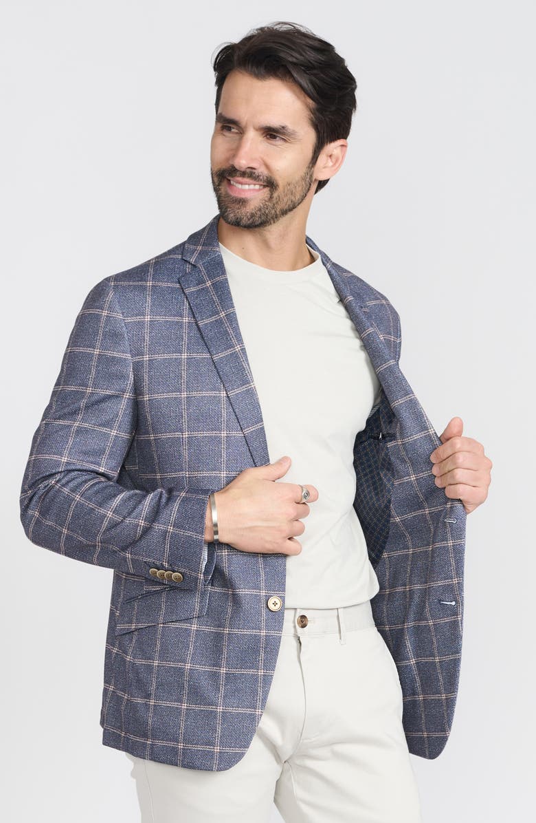 SAVILE ROW CO Navy & Tan Birdseye Blazer, Alternate, color, Navy