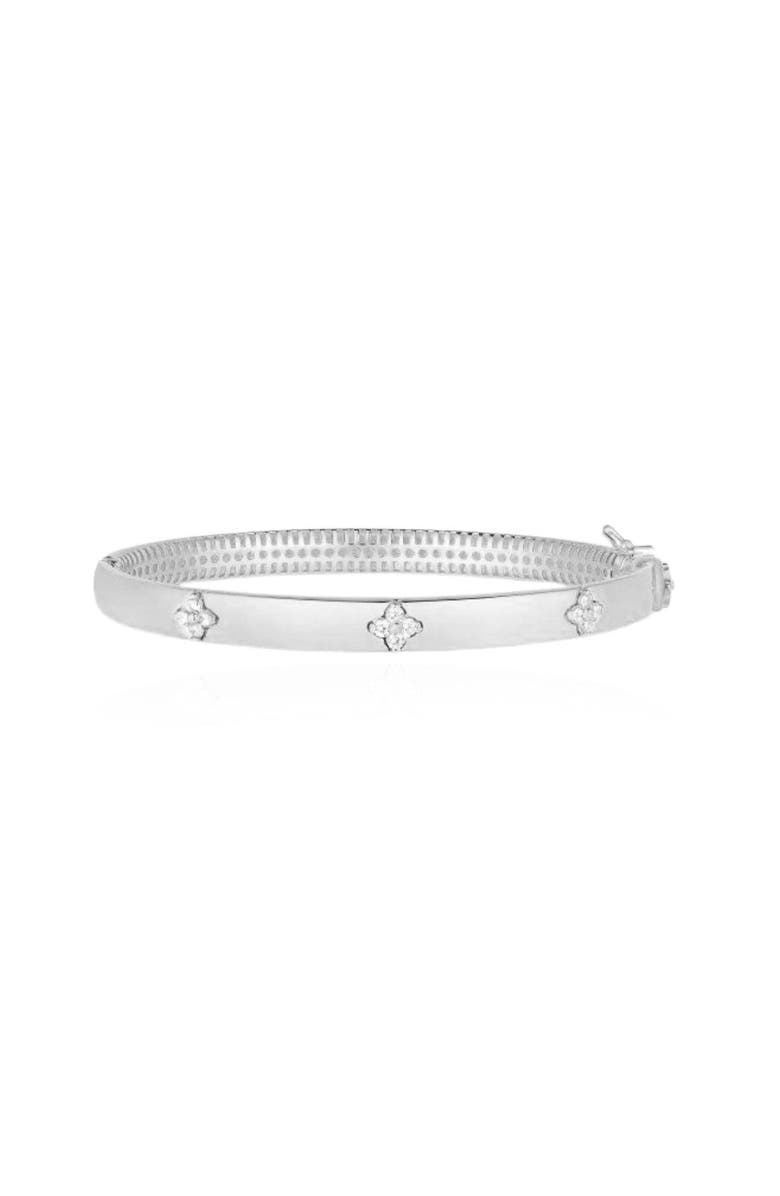 The Lovery Fine Jewelry Diamond Clover Bangle, Main, color, White Gold