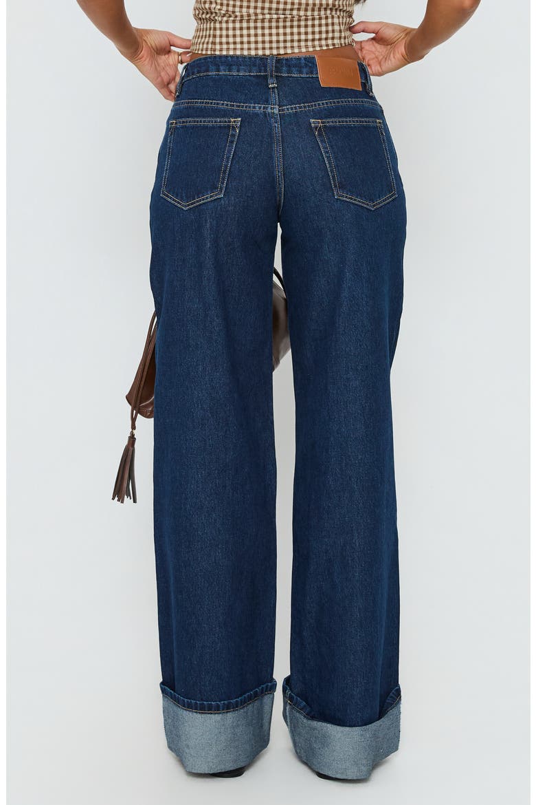 Darla Low Rise Straight Leg Cuffed Jeans, Alternate, color, DARK BLUE WASH