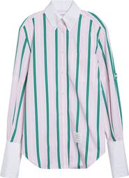Thom Browne Repp Stripe Oversize Button Armband Cotton Poplin Button-Down Shirt
