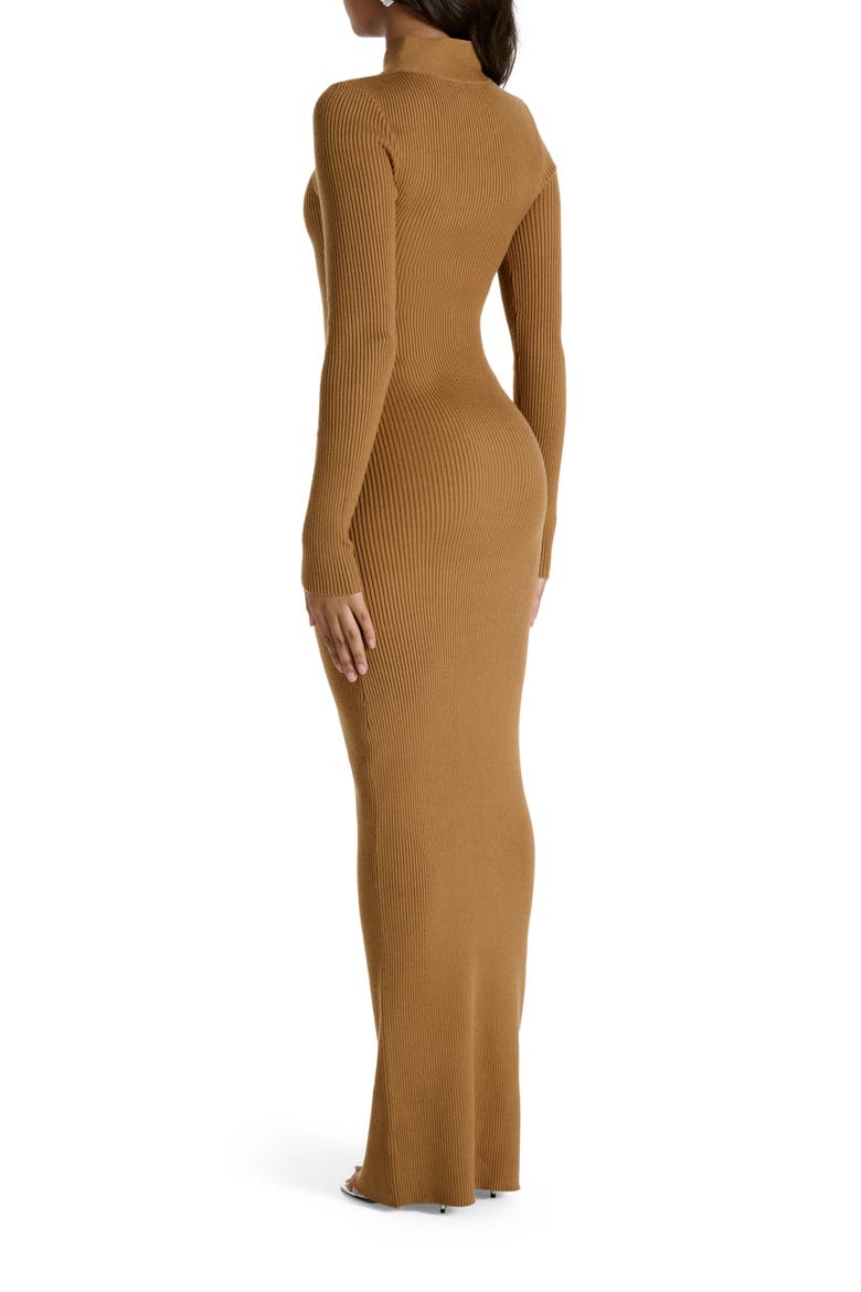 Rib Long Sleeve Body-Con Sweater Dress, Alternate, color, CAMEL