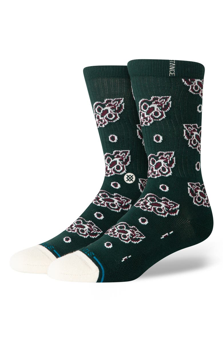 Stance Pine Brocade Crew Socks, Main, color, Pine
