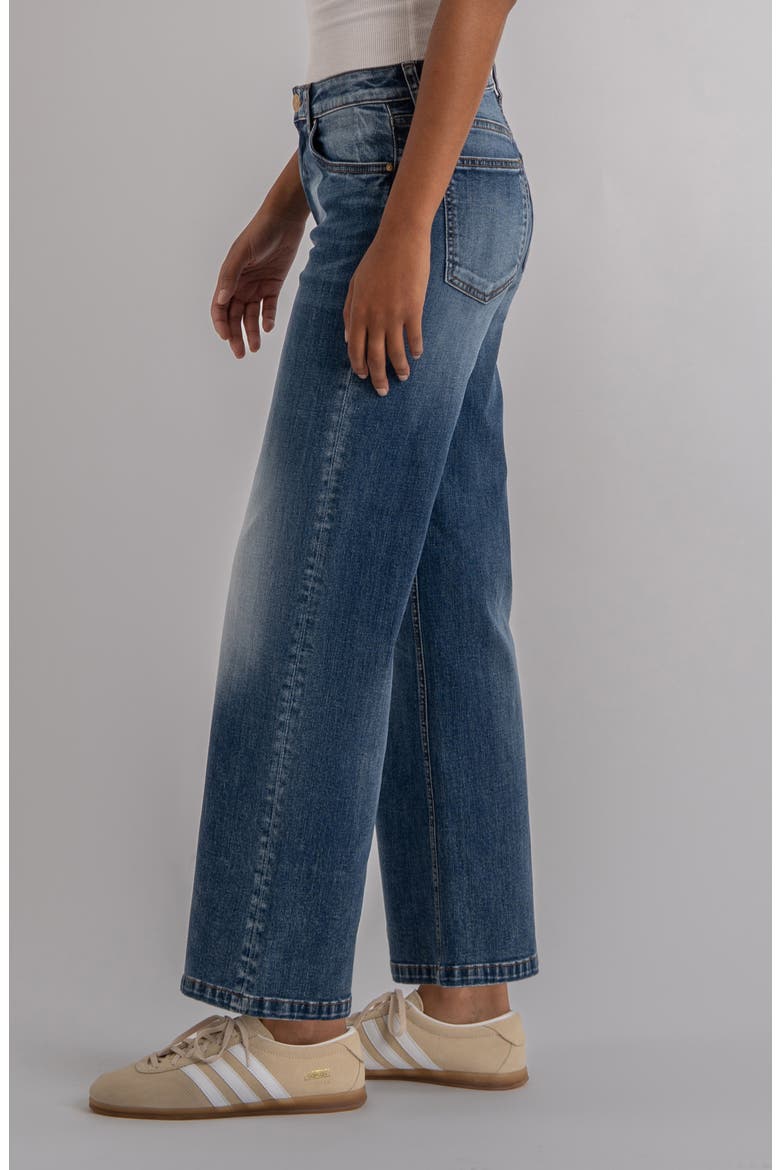 Jean Two-Tone High Waist Wide Leg Jeans, Alternate, color, SHINY