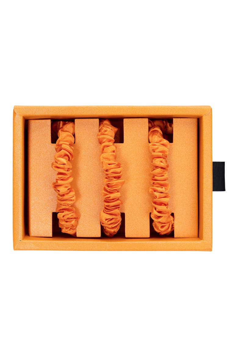 3-Pack Skinny Silk Scrunchies, Alternate, color, CORAL ORANGE