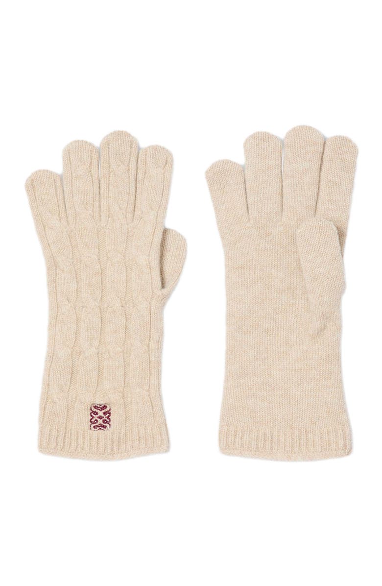 SANDRO Cable knit gloves, Main, color, Beige