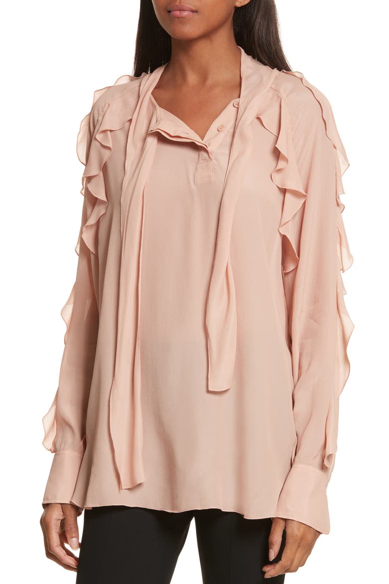 Ruffle Blouse, Alternate, color, ANEMONE PINK