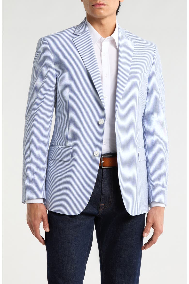 Two-Button Stretch Cotton Sport Coat, Main, color, NAVY