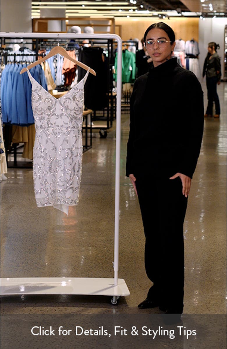 Sequin Tapestry Tie Back Cocktail Minidress, sales video thumbnail