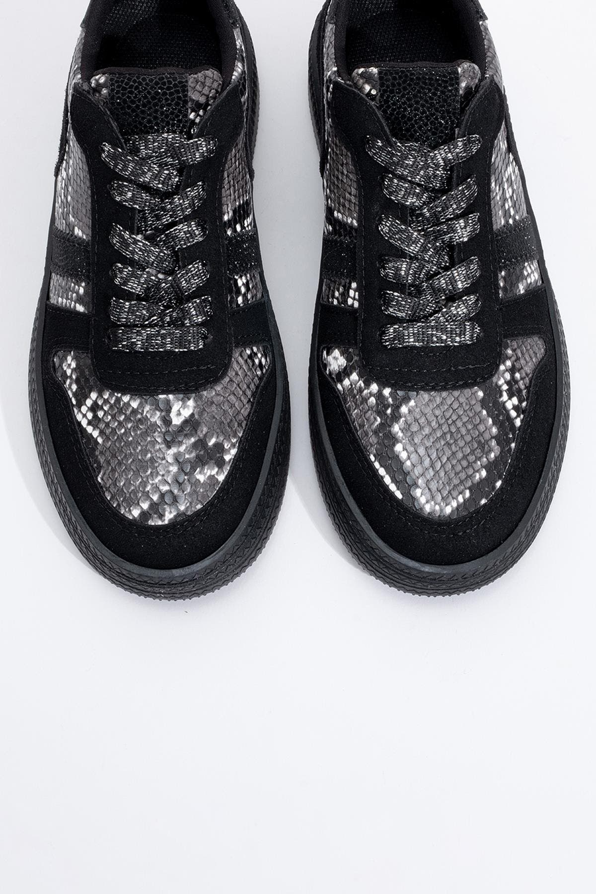 Prologue Shoes Rexie Glitter Sneakers, Alternate, color, Black Print Faux Leather