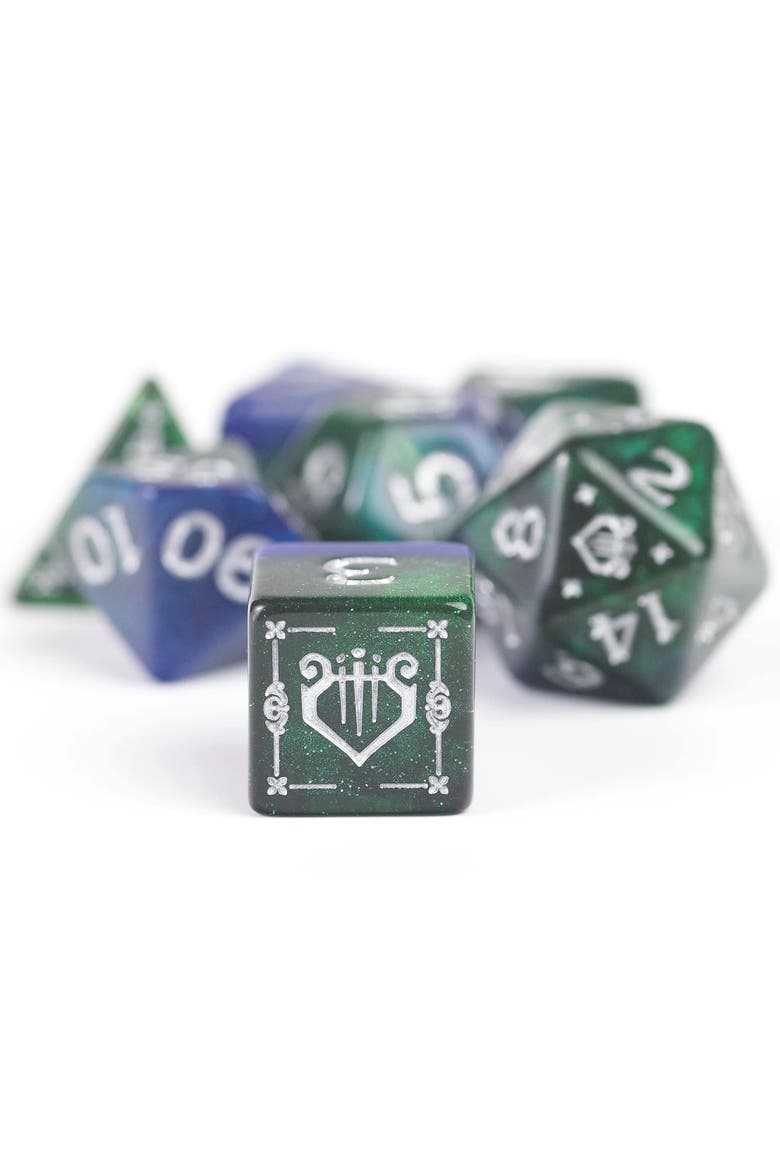D&D Adventure Dice Bard Blue & Green, 15Pc Rpg Set, Alternate, color, Multicolored