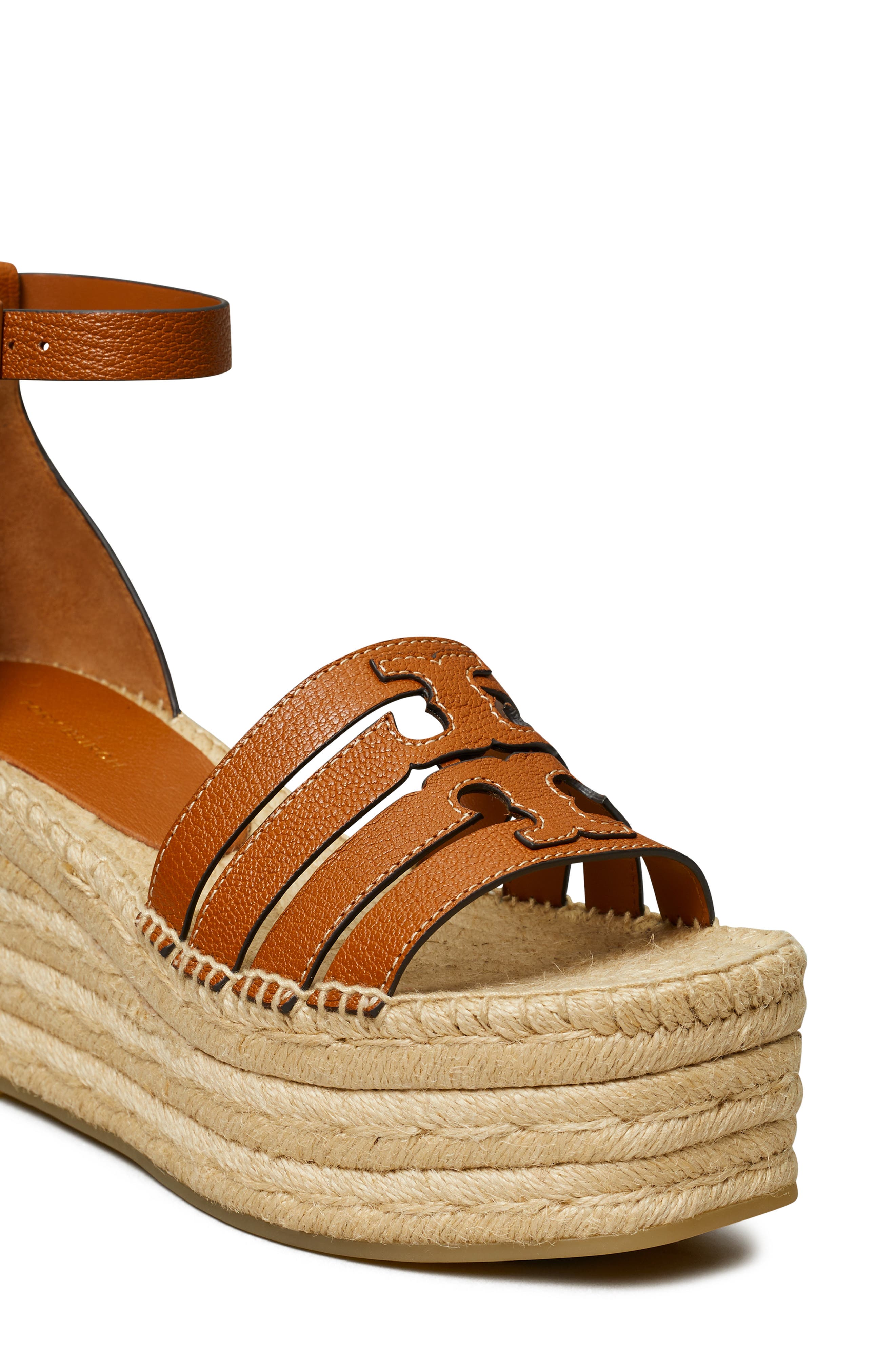 Ines Ankle Strap Espadrille Platform Wedge Sandal, Alternate, color, BOURBON