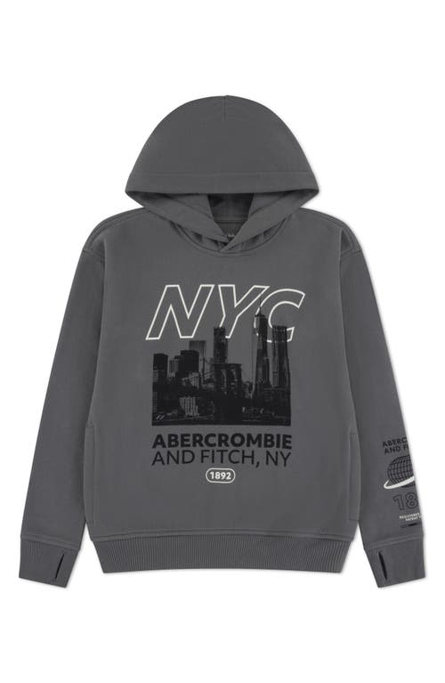 Abercrombie Kids Kids' Nyc Buildings Graphic Hoodie In Gray
