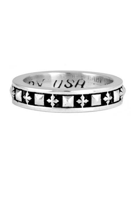 Stackable Studded Ring with MB Crosses
