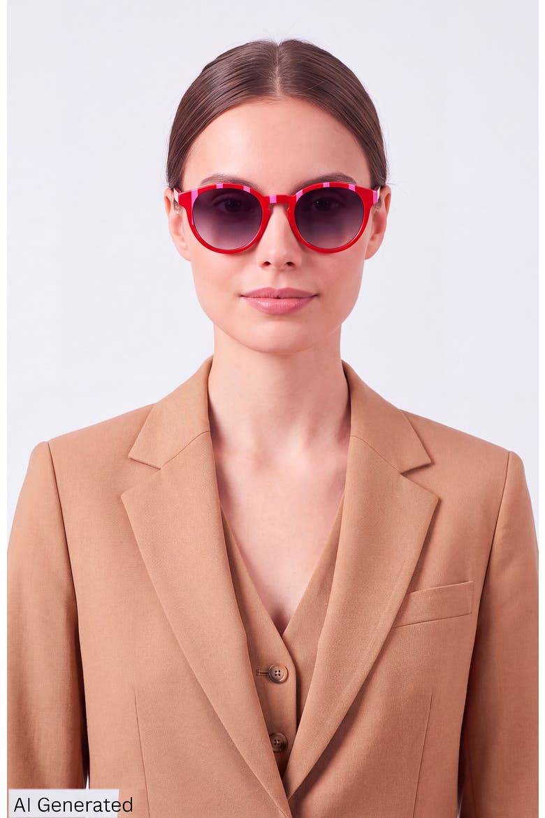 Maggie Fashionable & Lightweight Striped Frame Sunglasses, Alternate, color, FLAME SCARLET