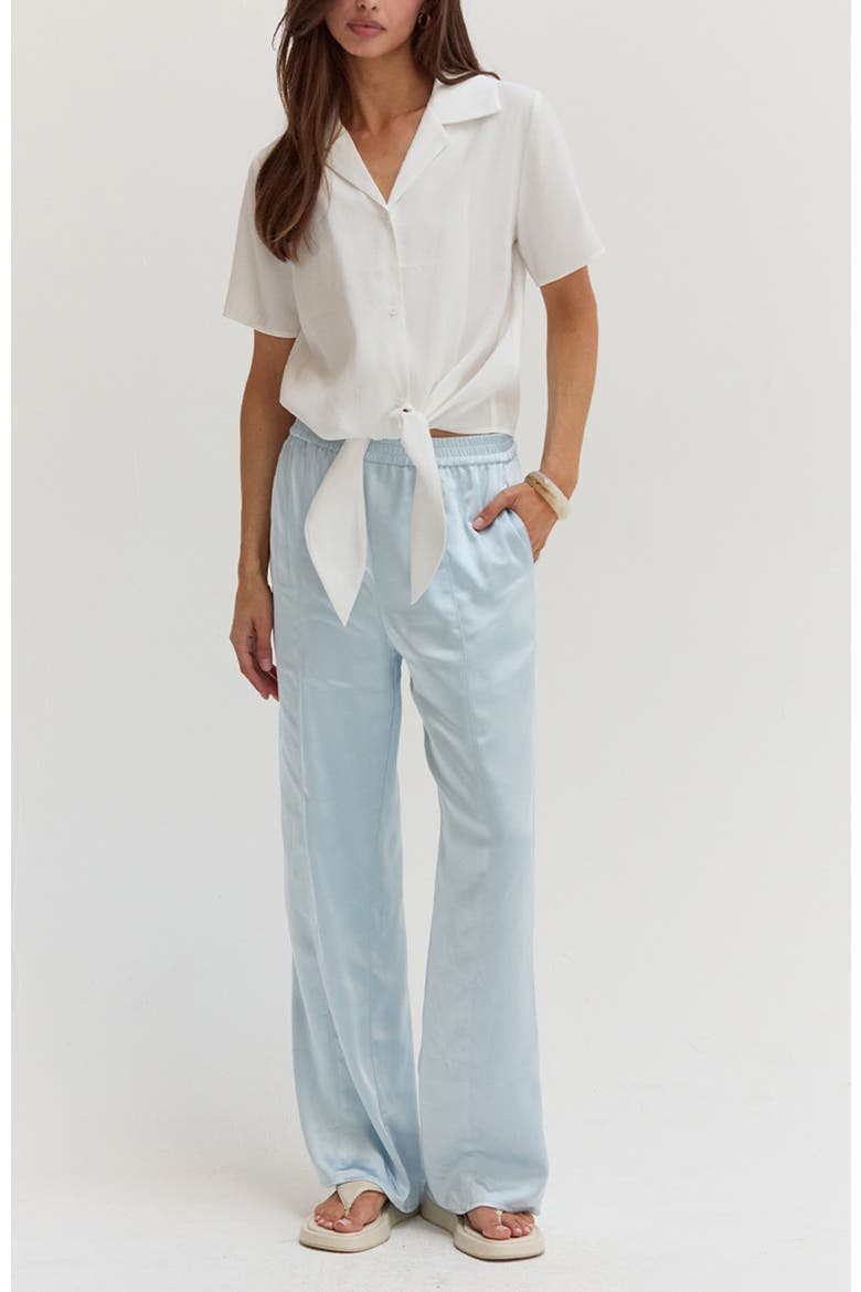 Front Tie Short Sleeve Blouse, Alternate, color, White
