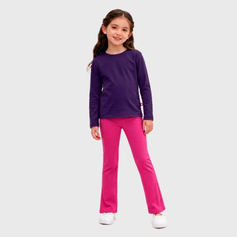 Girls Soft 100% Cotton Flare Boot-Cut Leggings