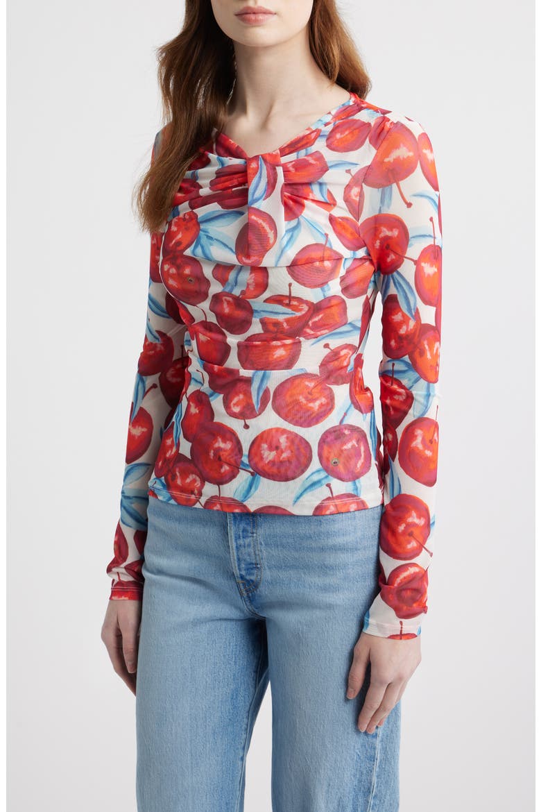 Cheery Tulle Long Sleeve Top, Main, color, RED MULTI