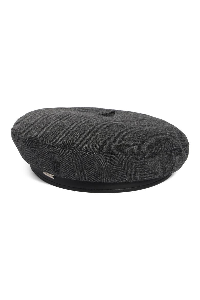 Herringbone Beret, Main, color, BLACK