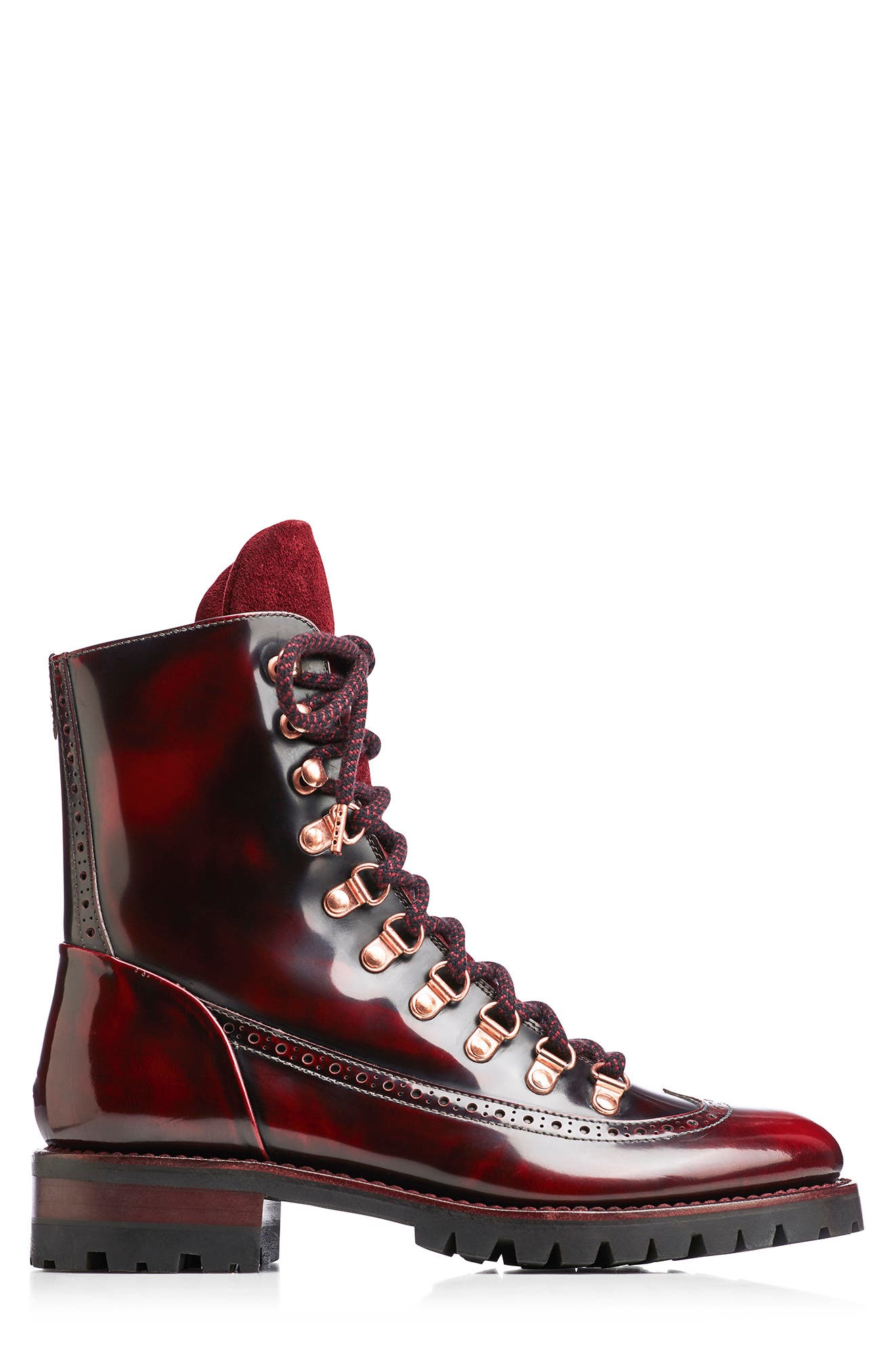 The Office of Angela Scott Mr. Bernard Combat Boot, Alternate, color, Bordeaux