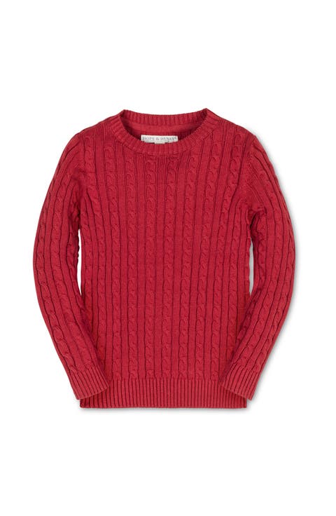 Kids' Organic Cable Crewneck Pullover Sweater