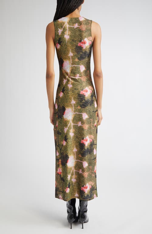 Eckhaus Latta Duet Sleeveless Double Layer Micromesh Maxi Dress In Green