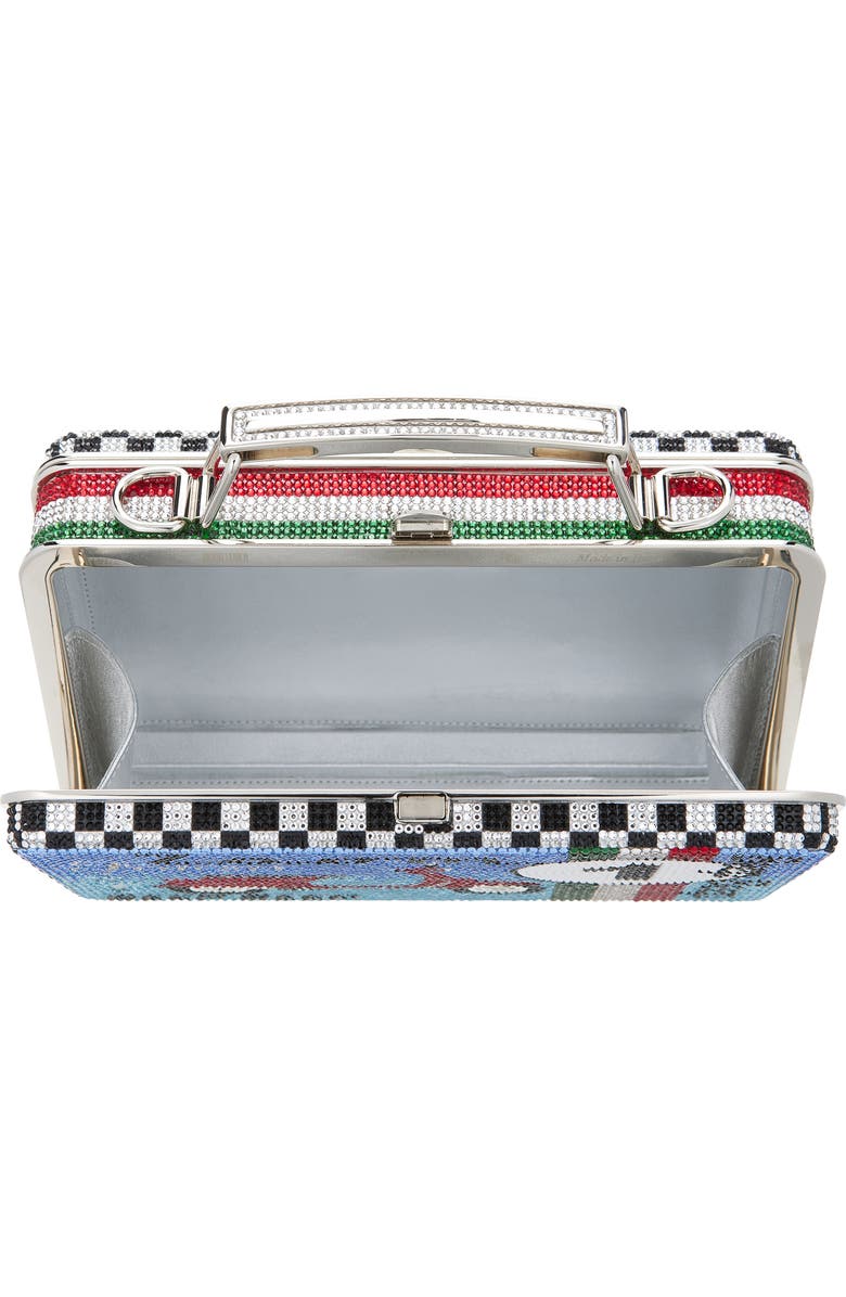 JUDITH LEIBER COUTURE Beep Beep Crystal Embellished Lunch Box Clutch, Alternate, color, Silver Sapphire Multi