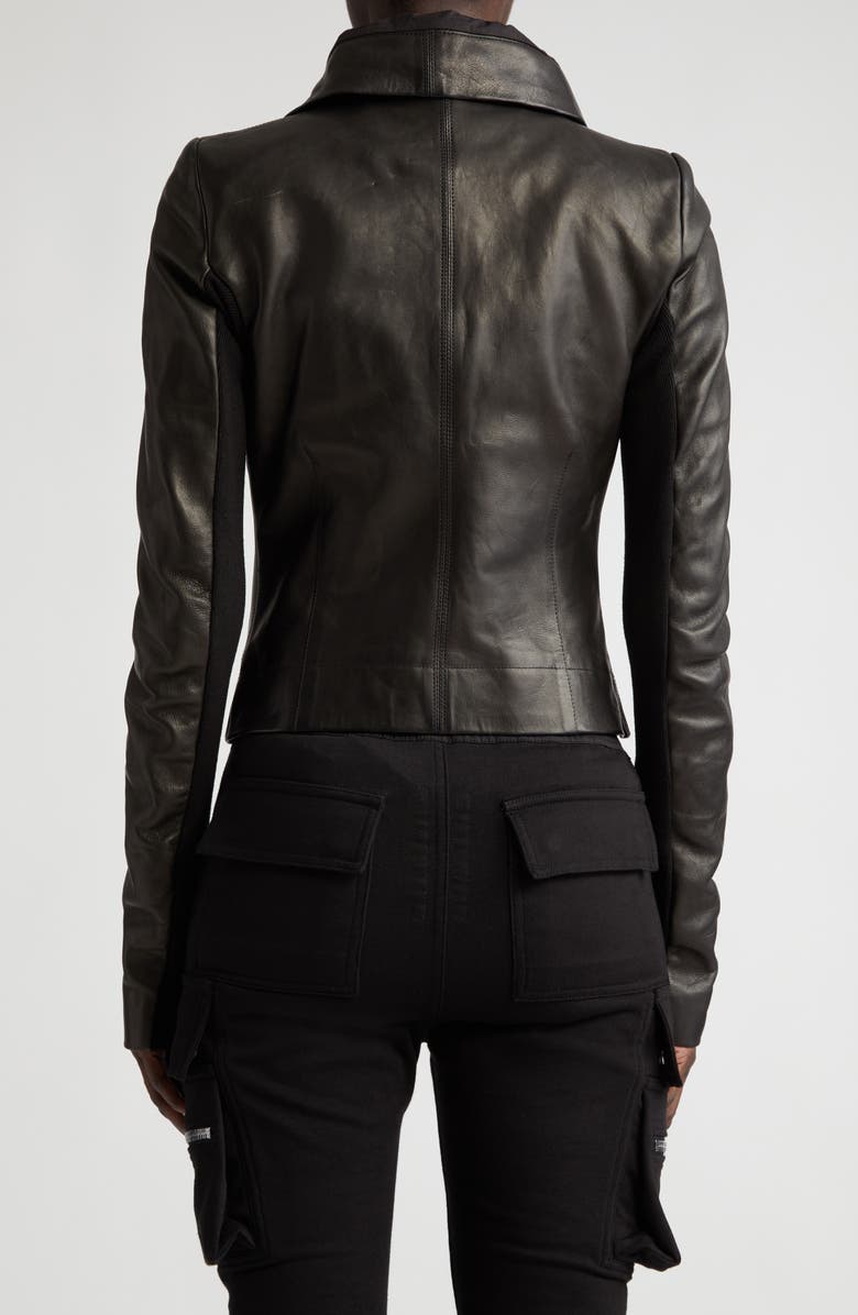 Rick Owens Asymmetric Leather & Virgin Wool Biker Jacket, Alternate, color, 