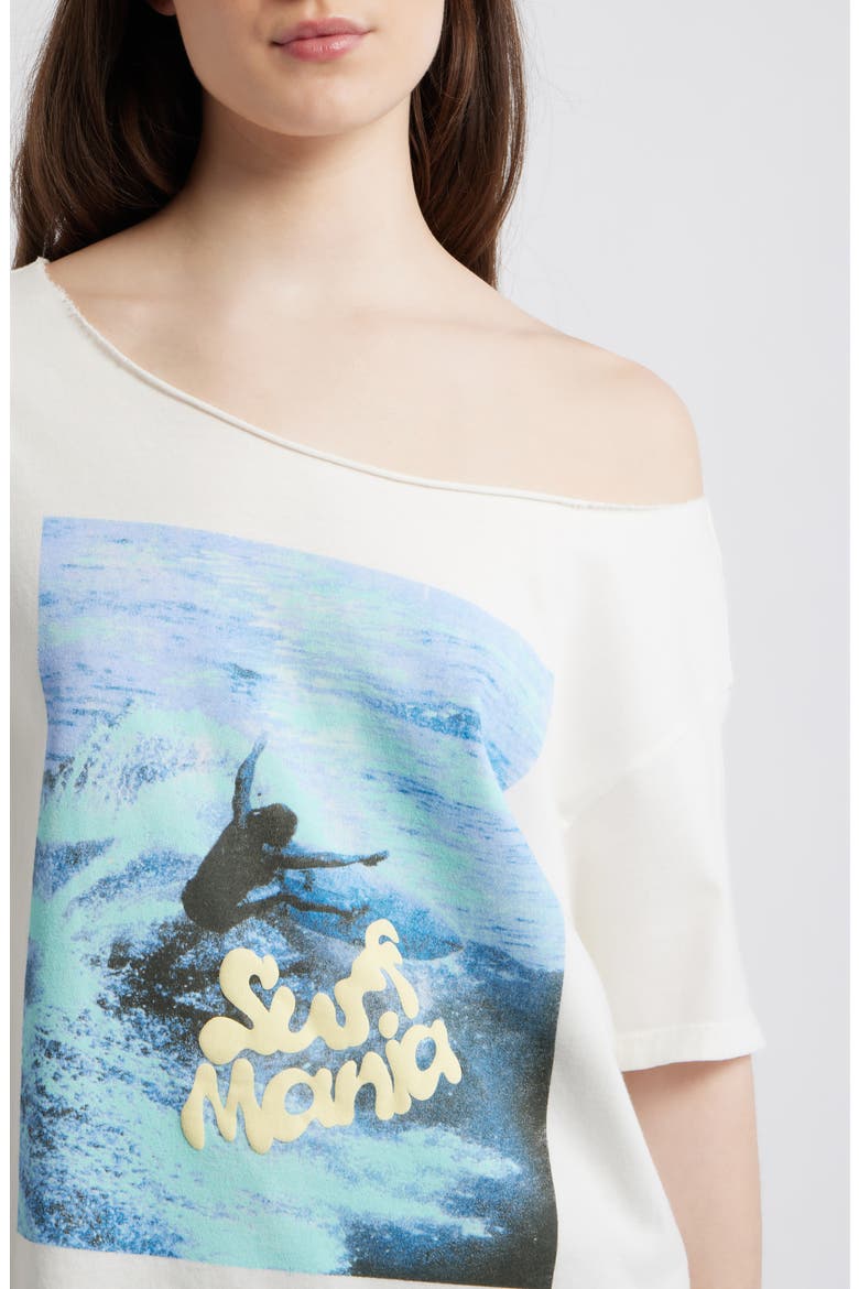 Surf Mania Off the Shoulder Graphic Tee, Alternate, color, VINTAGE WHITE