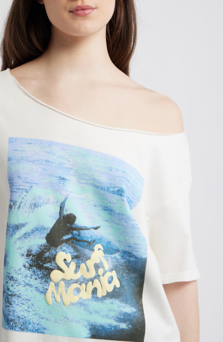 Daydreamer Surf Mania Off the Shoulder Graphic Tee, Alternate, color, Vintage White